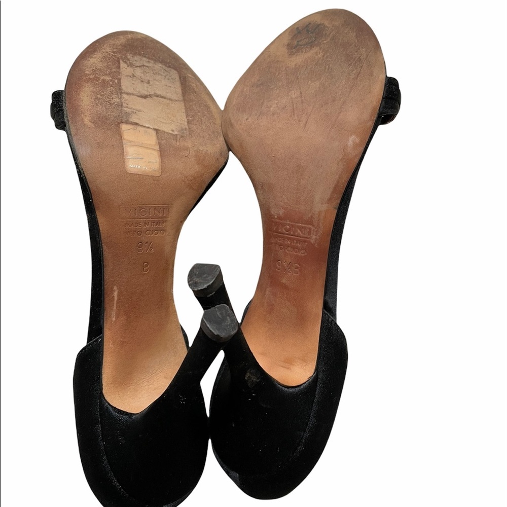Giuseppe Zanotti Black Satin D'Orsay Sandal with Crystal Accent - Picture 10 of 11